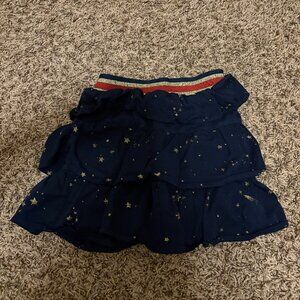 Johnnie B. Tiered Skirt Size 5-6 Years Dark Blue Gold Star Print Pull On Elastic